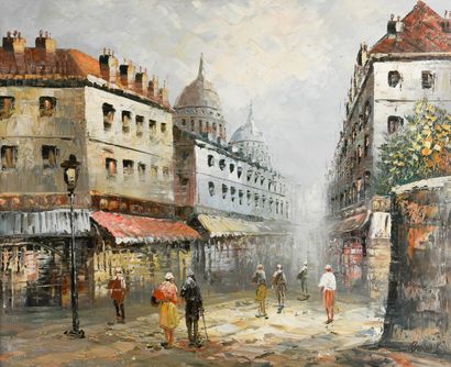 BURNETT (XXth)
Busy Street in Paris with...