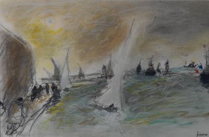 Jean FUSARO (b. 1925)
Seaside with boats,...