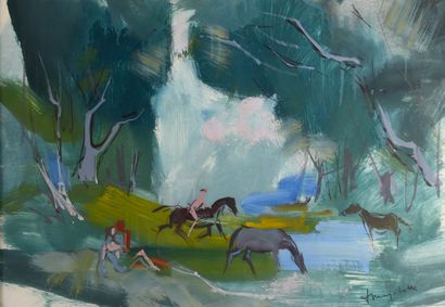French school, 1940s/1950s
Idyllic landscape...