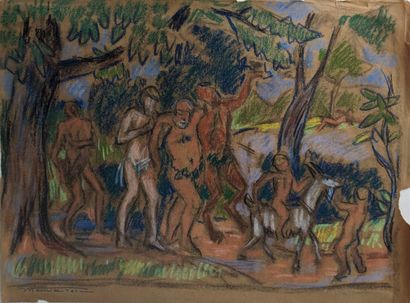 Maurice TÊTE (1880-1948).
The Dionysian Stroll
Pastel,...