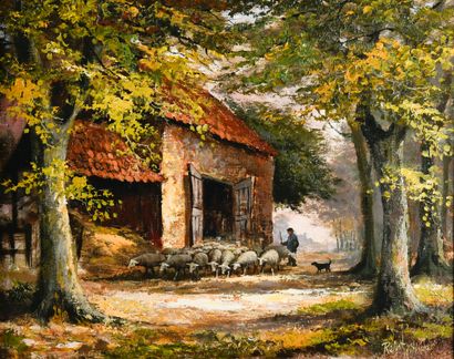Reint WITHAAR (1928-2015)
Herd of sheep leaving...
