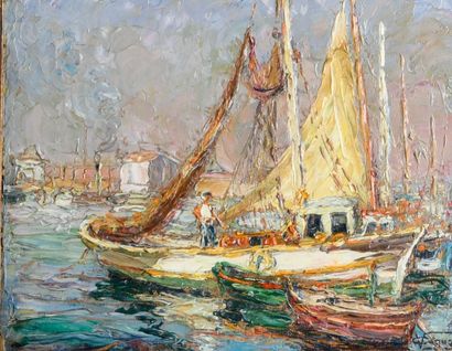 Victor CUGUEN (1882-1969)
Boats in Toulon
Oil...