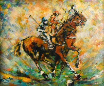 RIBES (20th century)
Polo players
Oil on...