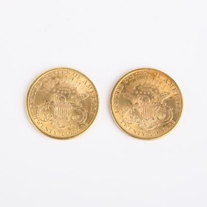 2 US $20 gold coins from 1897