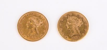 2 US $10 gold coins from 1880 and 1881