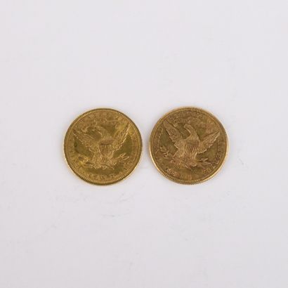 2 US $10 gold coins from 1904 and 1905