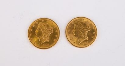 2 US $20 gold coins from 1904