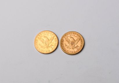 2 US $5 gold coins from 1881