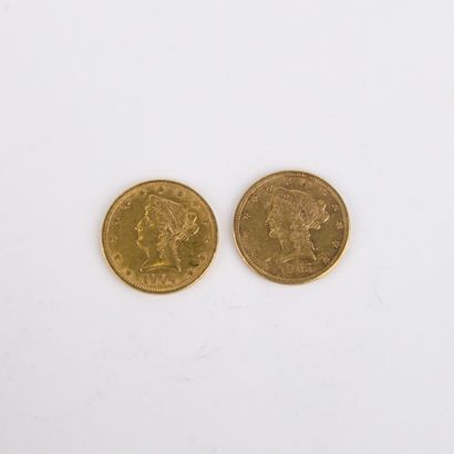 2 US $10 gold coins from 1904 and 1905