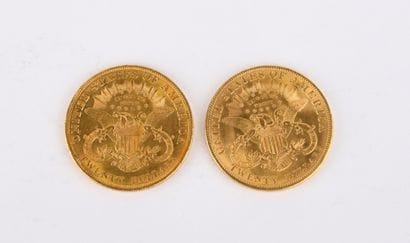 2 US $20 gold coins from 1904
