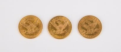 3 US $10 gold coins from 1882