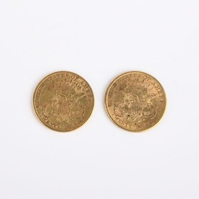 2 US $20 gold coins from 1878
