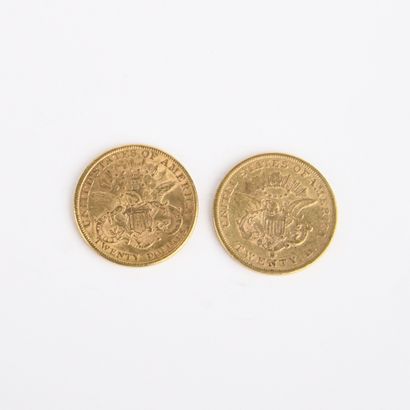 2 US $20 gold coins from 1862 and 1888