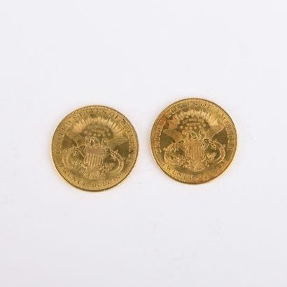 2 US $20 gold coins from 1904