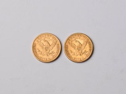 2 US $5 gold coins from 1881