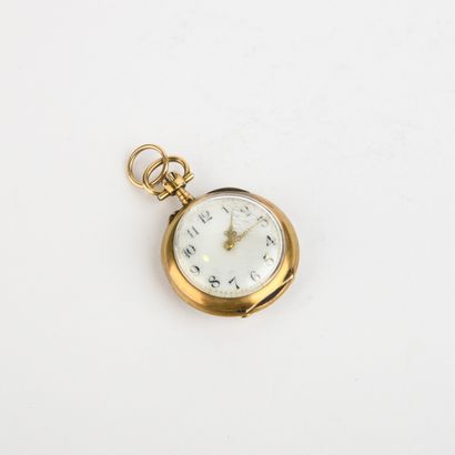 Montre de col en or rose à décor végétal...