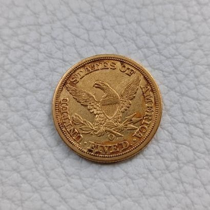 5 US Dollars gold coin from 1854