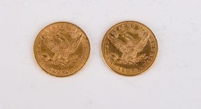 2 US $10 gold coins from 1888 and 1892