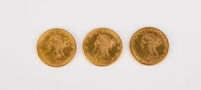 3 US $10 gold coins from 1882