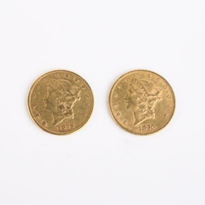 2 US $20 gold coins from 1878