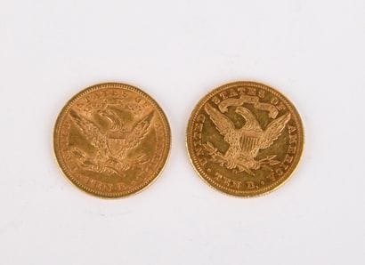2 US $10 gold coins from 1894
