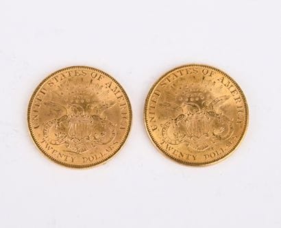 2 US $20 gold coins from 1897