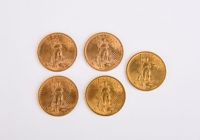 5 US $20 gold coins