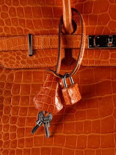 HERMES
Birkin 35 bag in orange crocodile...