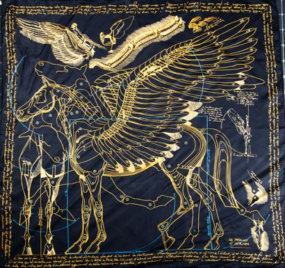 HERMES
Silk twill square, Pegasus model,...