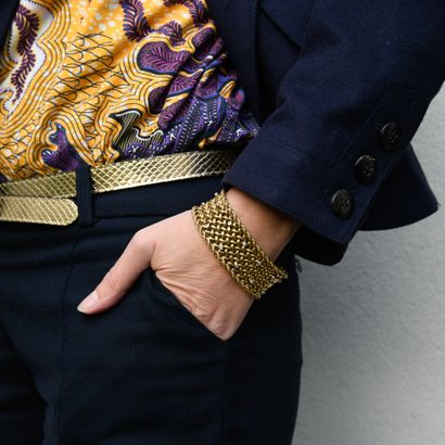 Braided cuff bracelet with two rows of rope...