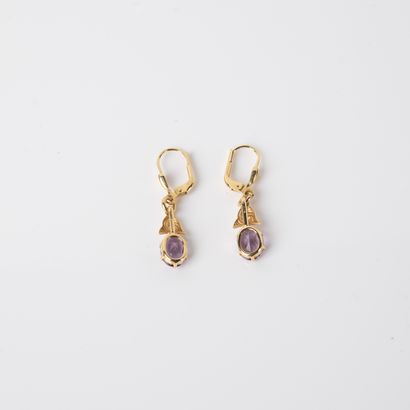 Pair of 18K (750 thousandths) yellow gold...