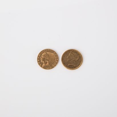 2 pièces de 5 Dollars US en or de 1905 et...