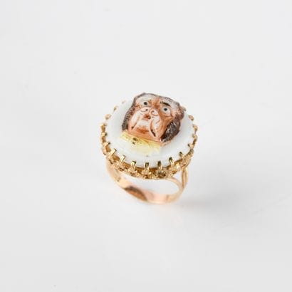 Dog portrait ring, important ring centered...