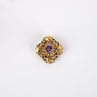 Diamond brooch, Napoleon III period, in yellow...