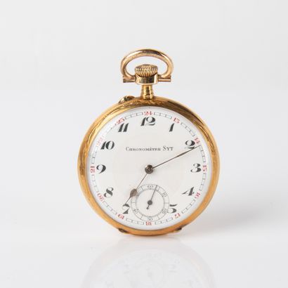 Yellow gold gousset watch with foliate decoration
Enamelled...