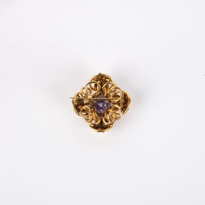 Diamond brooch, Napoleon III period, in yellow...