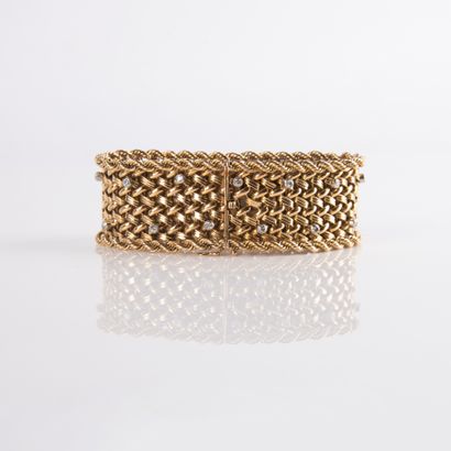 Braided cuff bracelet with two rows of rope...