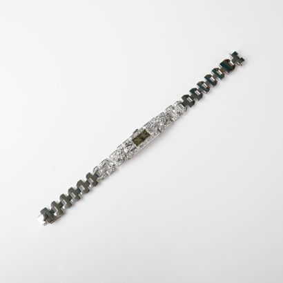 Antique ladies' watch bracelet, rectangular...