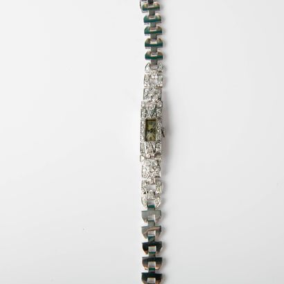 Antique ladies' watch bracelet, rectangular...