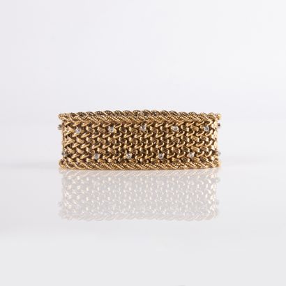 Braided cuff bracelet with two rows of rope...