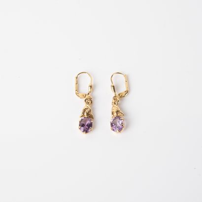 Pair of 18K (750 thousandths) yellow gold...