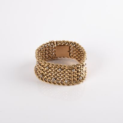 Braided cuff bracelet with two rows of rope...