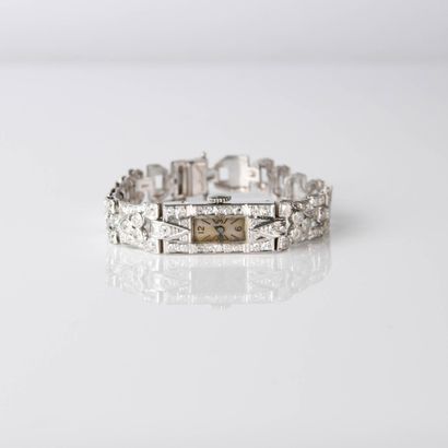 Antique ladies' watch bracelet, rectangular...