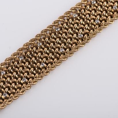 Braided cuff bracelet with two rows of rope...