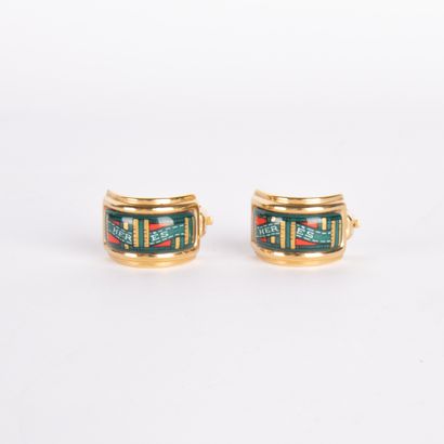 HERMES
Pair of ear clips in gilded metal...