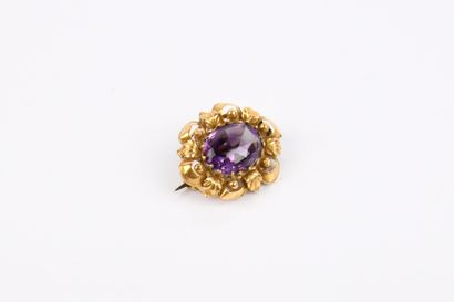 Antique brooch with flower design centered...