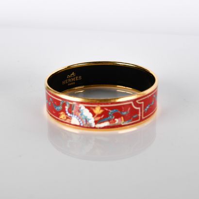 HERMES
Bracelet in gilt metal and enameled...