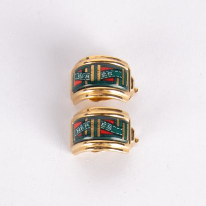 HERMES
Pair of ear clips in gilded metal...