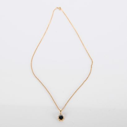 Jaseron mesh necklace set with a sapphire...