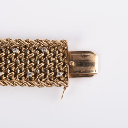 Braided cuff bracelet with two rows of rope...